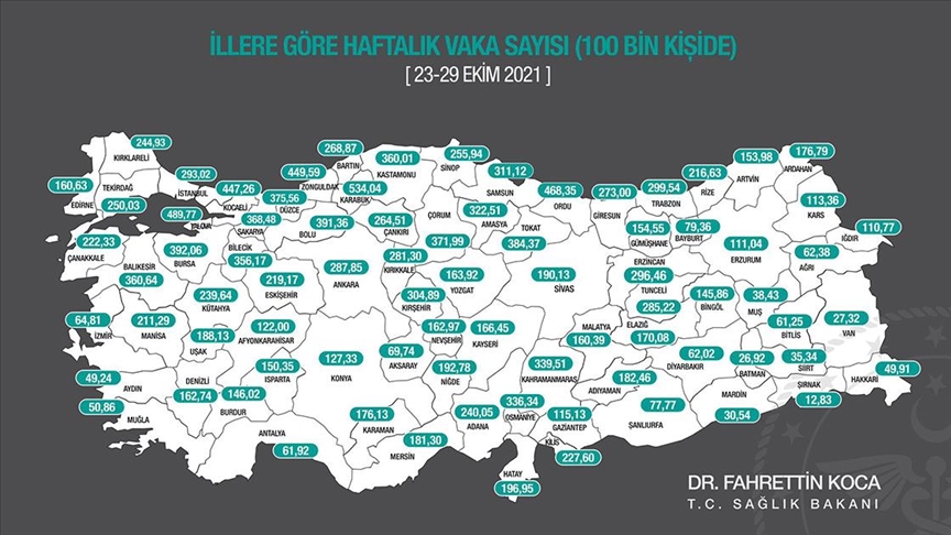 Her 100 bin kişide görülen Kovid-19 vaka sayısı İstanbul ve Ankara'da düştü, İzmir'de arttı