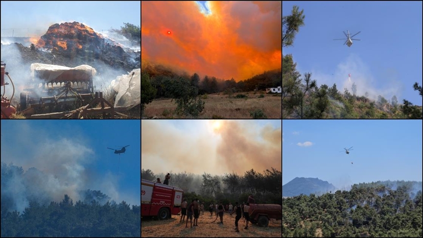 Çeşitli bölgelerde çıkan orman yangınlarına müdahaleler sürüyor