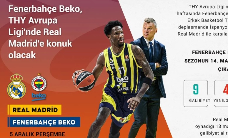 Fenerbahçe Beko, THY Avrupa Ligi'nde Real Madrid'e konuk olacak!