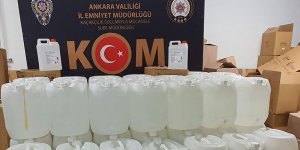 Başkentte sahte içki yapımında kullanılan 2 bin 280 litre etil alkol ele geçirildi