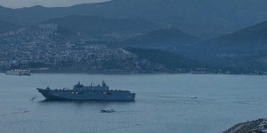 TCG Anadolu, tatbikata katılmak için İzmir Alsancak Limanı'ndan ayrıldı