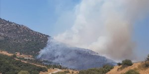 İzmir'de ormanlık alanda çıkan yangına müdahale ediliyor