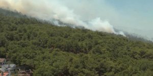 İzmir'in Urla ilçesinde çıkan orman yangınına müdahale ediliyor