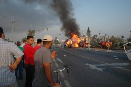 Devrilen tanker alev topuna döndü: 3 yaralı