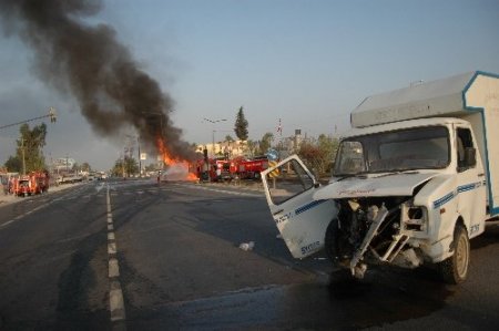 Devrilen tanker alev topuna döndü: 3 yaralı