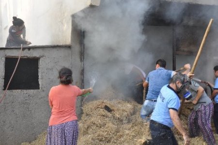 Kozan'da samanlık yandı