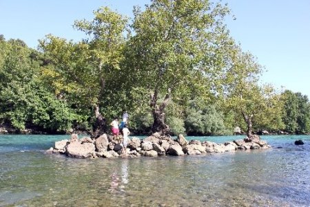 Oymapınar, doğal ortamda ailece piknik yapmak isteyenlerin akınına uğruyor